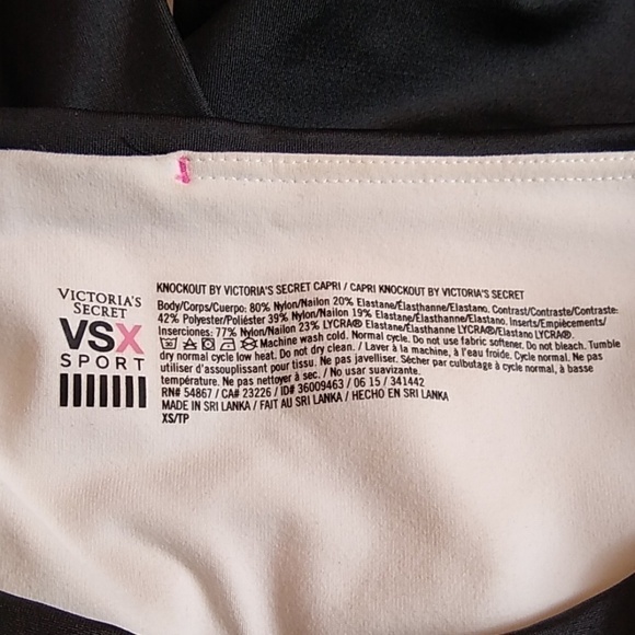 Victoria's Secret SZ XS VSX Sport Knockout Capri Athletic Legging Black Grey - Picture 3 of 6